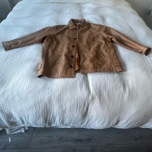 Vintage oversized brown leather bomber jacket
